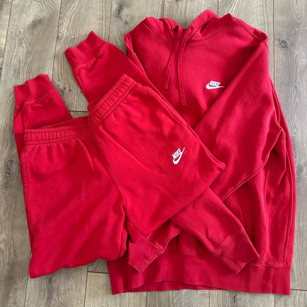 Nike Red Hoodie and Sweatpants Set